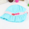 Kids Toddlers Baby Girls Sun Hat Polka Dot Flower Bucket Cap Bowknot Pearl Hat-Blue-JadeMoghul Inc.