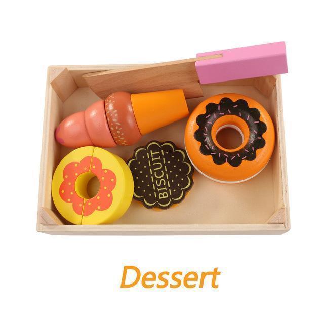 Kids Wooden Pretend Play Food Cutting Set-Dessert-JadeMoghul Inc.