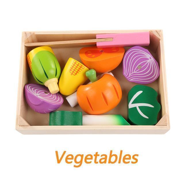 Kids Wooden Pretend Play Food Cutting Set-vegetable B-JadeMoghul Inc.