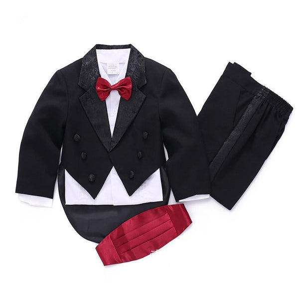 Kids/Children Black/White Formal Boys Wedding/Tuxedo Suits boy Blazer Suit Mariages/Perform Dress Costume Baby Boy Baptism Gown-Black-12M-JadeMoghul Inc.