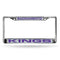 Porsche License Plate Frame Kings Sac Laser Chrome Frame Silver Background With Purple Letters