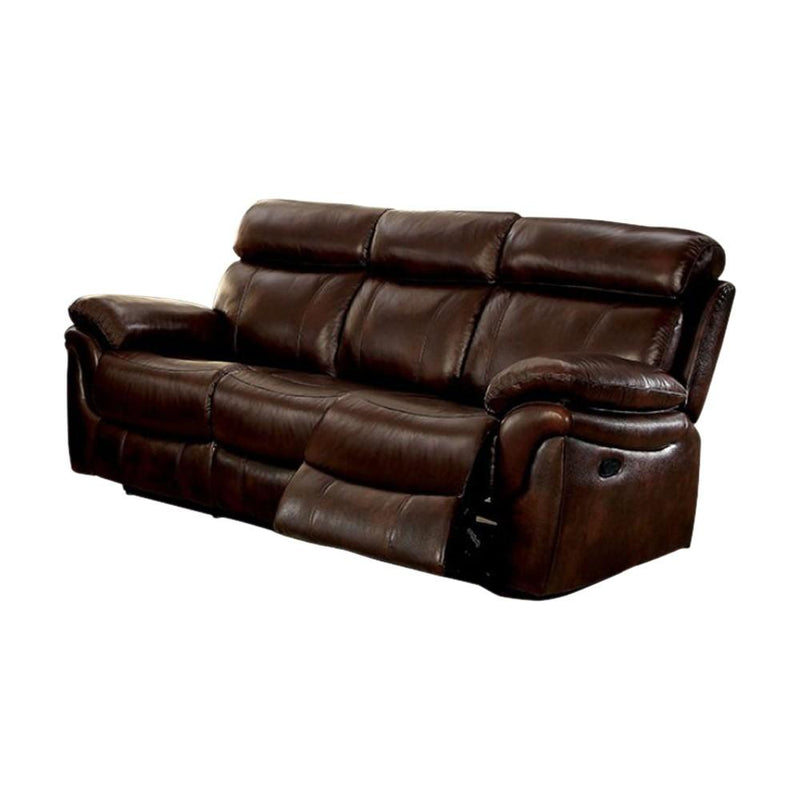 Kinsley Leatherette Transitional Style Sofa, Brown-Sofas-Brown-Leather-JadeMoghul Inc.