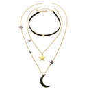 KISS ME New Popular Choker Necklace Three Layers Alloy Stars Moon Necklaces for Women Fashion Jewelry--JadeMoghul Inc.