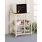 Kitchen Cart with 3 Shelves & 2 Storage Compartments, Brown And White-Kitchen Islands and Kitchen Carts-Brown And White-METAL-Natural/ White-JadeMoghul Inc.