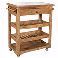 Kitchen Islands and Kitchen Carts Spacious and Sturdy Kitchen Island With Marble Top, Brown Benzara