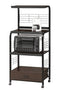 Wood and Metal Kitchen Cart On Casters, Brown and Black