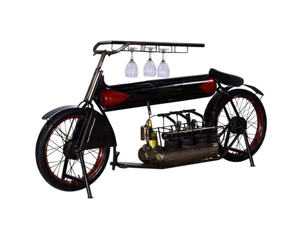Kitchen Metal Rack - 14" X 72" X 35" Black and Red Black And Red Motorcycle Wine Rack HomeRoots