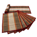 Kitchenware Set of 6 Hand Woven Placemats & Table Runner In Grass Brand Benzara