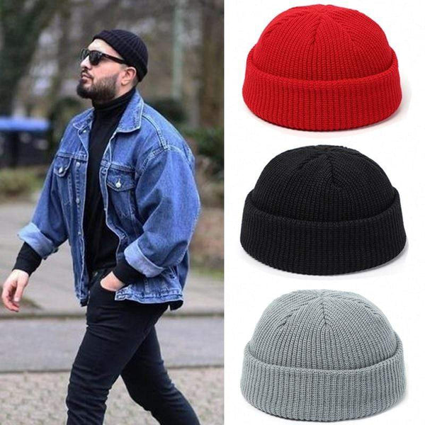 Knitted Hats for Women Skullcap Men Beanie Hat Winter Retro Brimless Baggy Melon Cap Cuff Docker Fisherman Beanies Hats For Men AExp