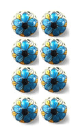 Knobs Door Knobs - 1.5" x 1.5" x 1.5" Blue, Black And Yellow - Knobs 8-Pack HomeRoots