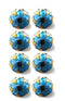 Knobs Door Knobs - 1.5" x 1.5" x 1.5" Blue, Black And Yellow - Knobs 8-Pack HomeRoots