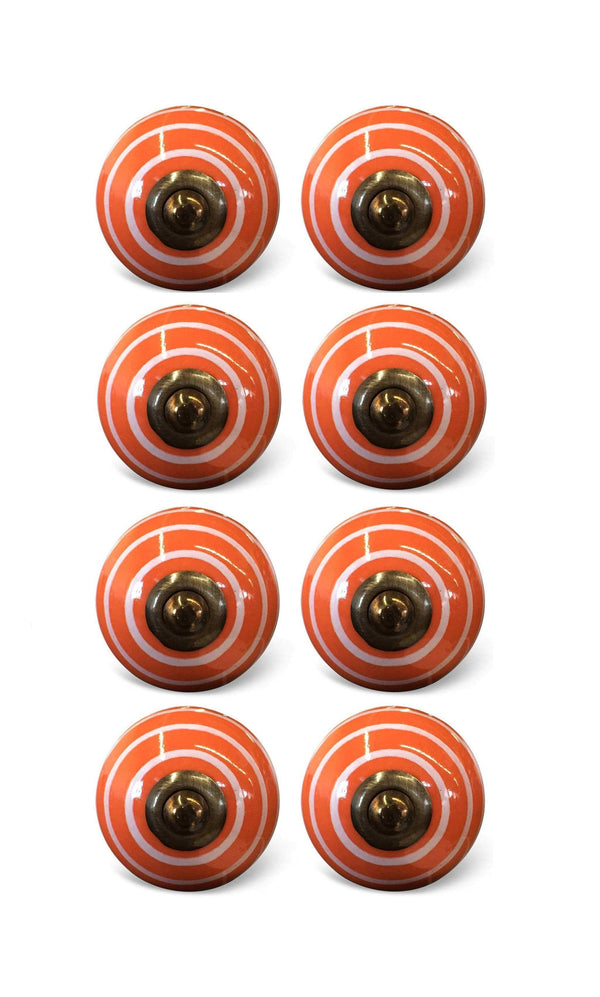 Knobs Door Knobs - 1.5" x 1.5" x 1.5" Bronze, White And Orange - Knobs 8-Pack HomeRoots
