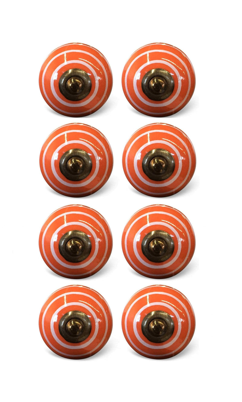 Knobs Door Knobs - 1.5" x 1.5" x 1.5" Bronze, White And Orange - Knobs 8-Pack HomeRoots