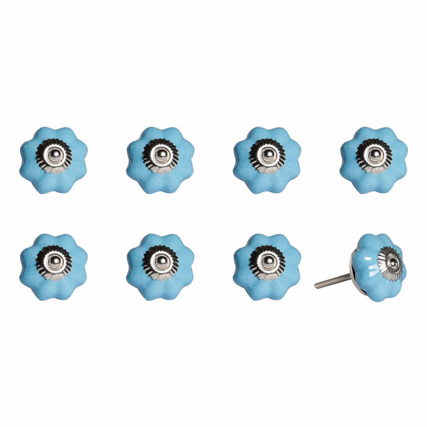 Knobs Door Knobs - 1.5" x 1.5" x 1.5" Glossy Navy And Silver - Knobs 8-Pack HomeRoots