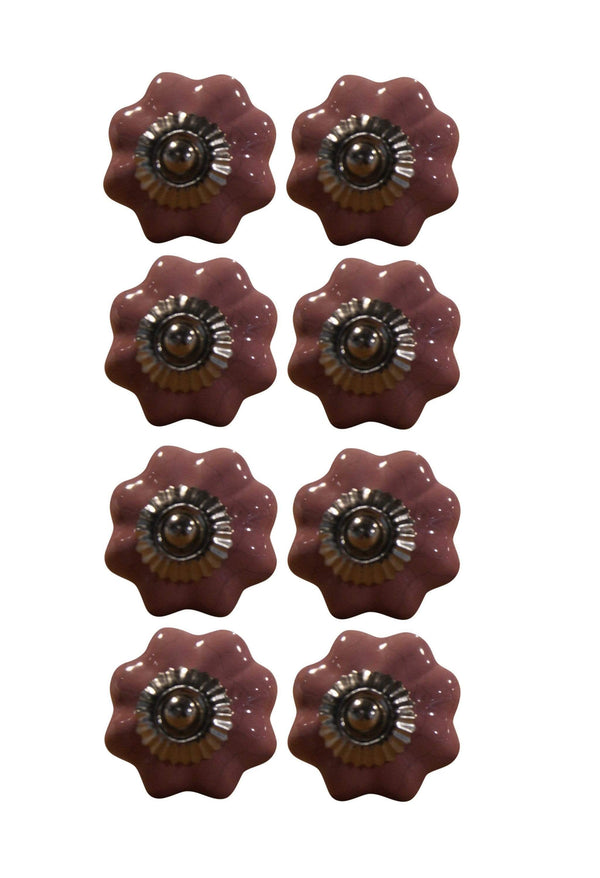 Knobs Door Knobs - 1.5" x 1.5" x 1.5" Glossy Pink, Silver And Red - Knobs 8-Pack HomeRoots
