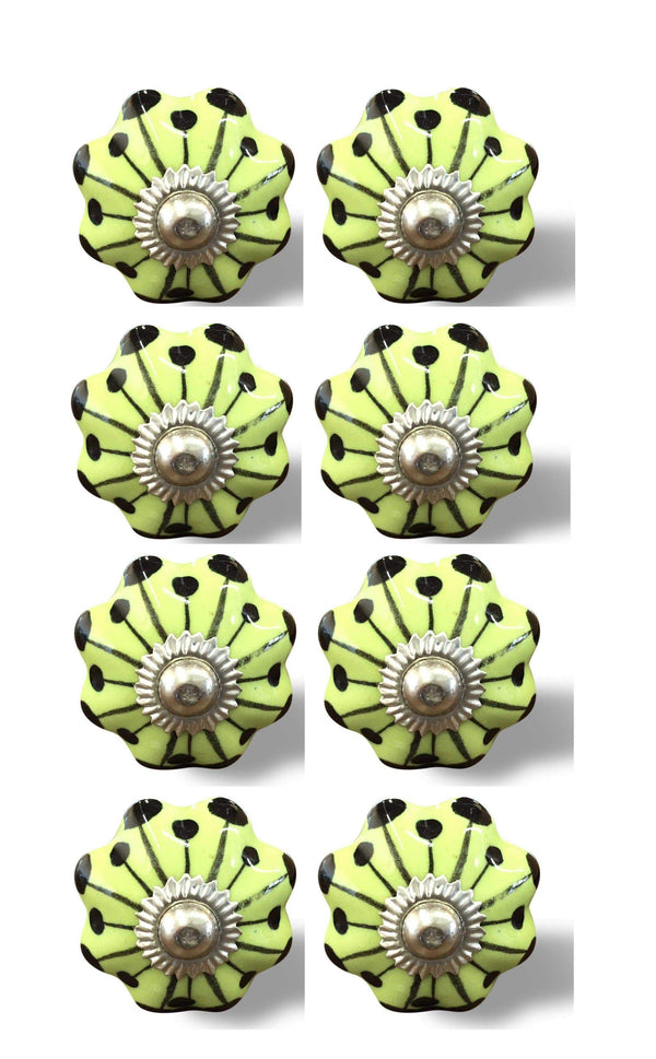 Knobs Door Knobs - 1.5" x 1.5" x 1.5" Lemon, Black And Silver - Knobs 8-Pack HomeRoots