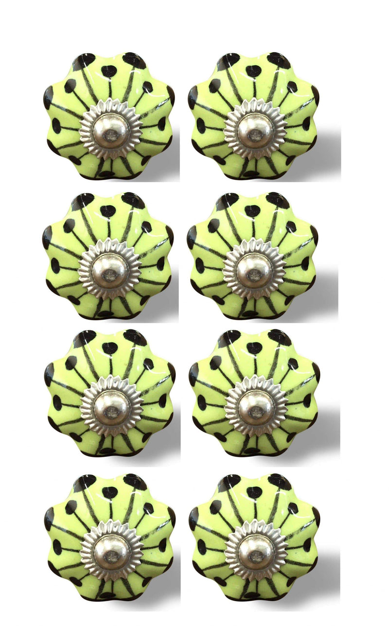 Knobs Door Knobs - 1.5" x 1.5" x 1.5" Lemon, Black And Silver - Knobs 8-Pack HomeRoots