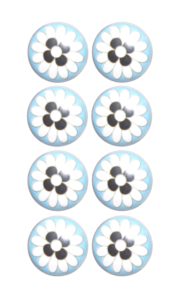 Knobs Door Knobs - 1.5" x 1.5" x 1.5" Light Blue, White And Black - Knobs 8-Pack HomeRoots