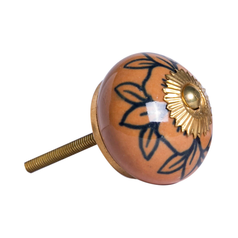 Knobs Door Knobs - 1.5" x 1.5" x 1.5" Orange, Gold And Black - Knobs 8-Pack HomeRoots