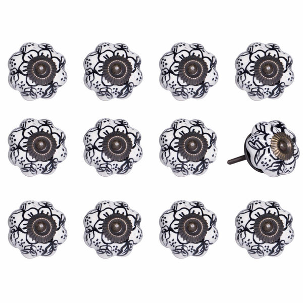 Knobs Door Knobs - 1.5" x 1.5" x 1.5" White, Black and Gold - Knobs 12-Pack HomeRoots
