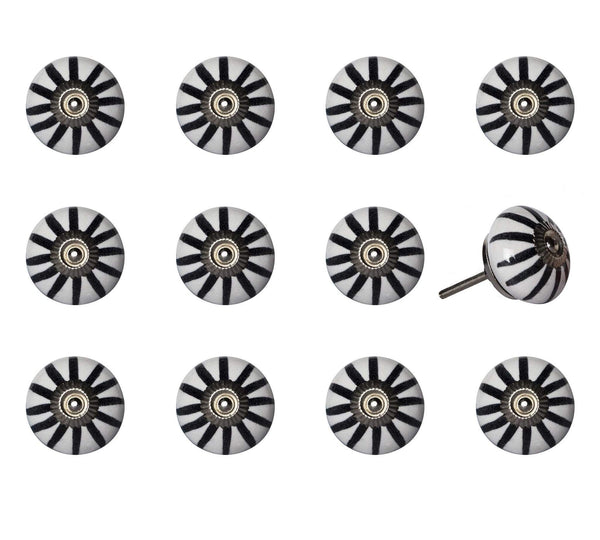 Knobs Door Knobs - 1.5" x 1.5" x 1.5" White, Black and Silver - Knobs 12-Pack HomeRoots