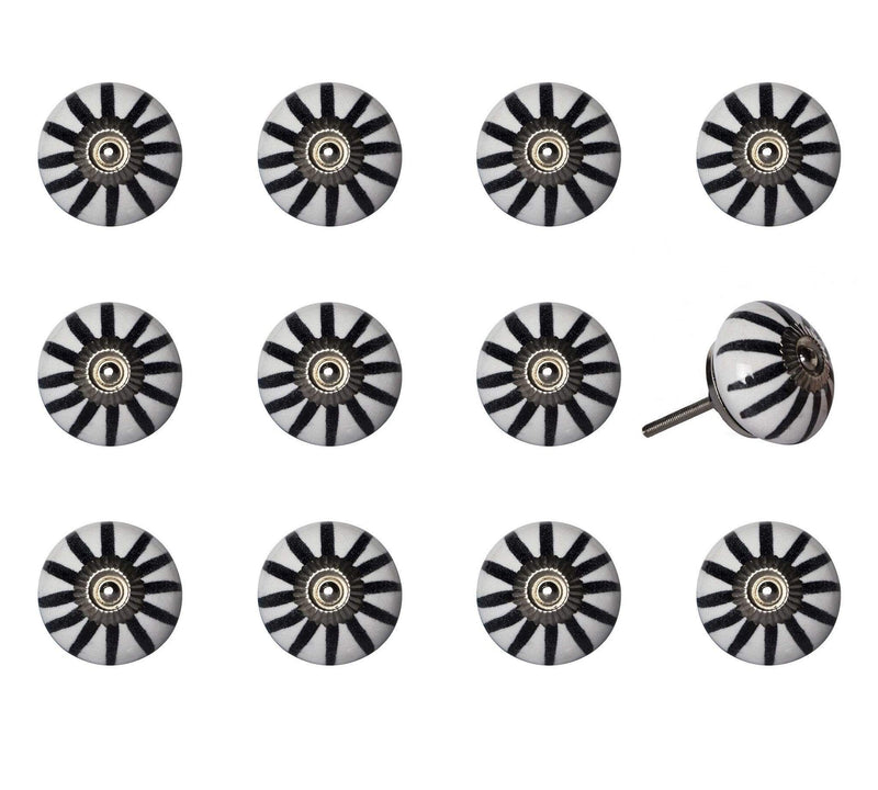 Knobs Door Knobs - 1.5" x 1.5" x 1.5" White, Black and Silver - Knobs 12-Pack HomeRoots