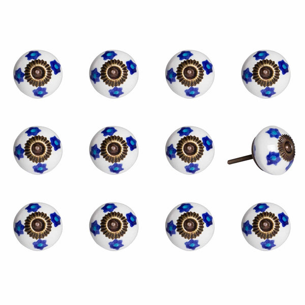 Knobs Door Knobs - 1.5" x 1.5" x 1.5" White, Blue and Turquoise - Knobs 12-Pack HomeRoots