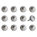 Knobs Top Knobs - 1.5" x 1.5" x 1.5" Blue, Cream (Beige), with Silver - Knobs 12-Pack HomeRoots