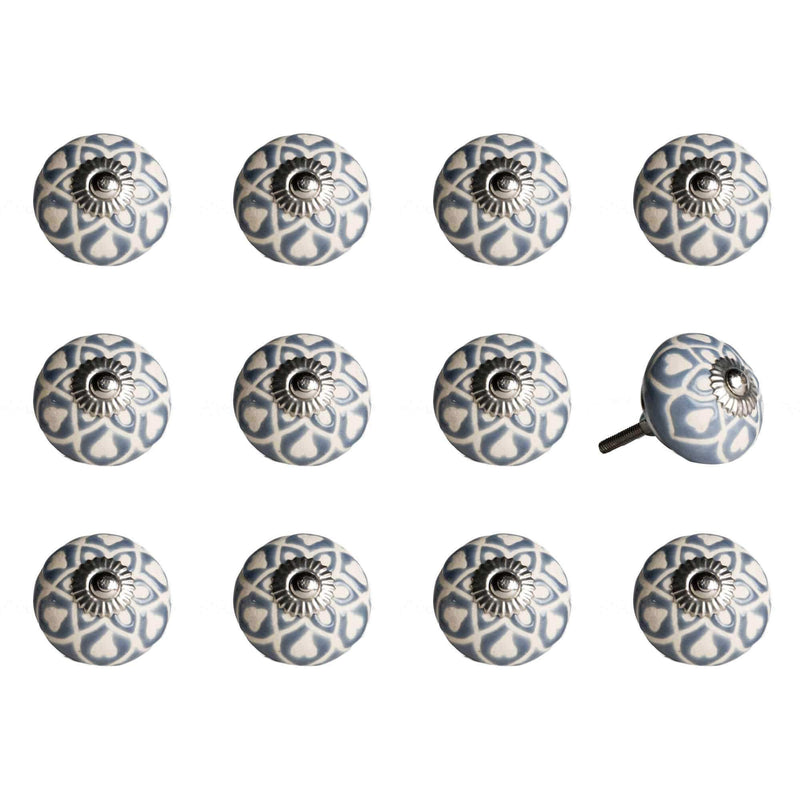 Knobs Top Knobs - 1.5" x 1.5" x 1.5" Blue, Cream (Beige), with Silver - Knobs 12-Pack HomeRoots