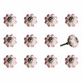 Knobs Top Knobs - 1.5" x 1.5" x 1.5" Cream, Pink and Silver - Knobs 12-Pack HomeRoots