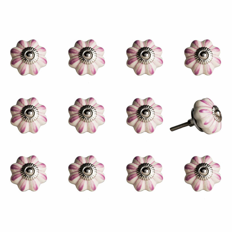 Knobs Top Knobs - 1.5" x 1.5" x 1.5" Cream, Pink and Silver - Knobs 12-Pack HomeRoots
