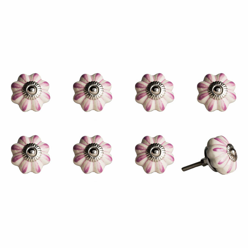Knobs Top Knobs - 1.5" x 1.5" x 1.5" Hues Of Cream, Pink And Silver - Knobs 8-Pack HomeRoots