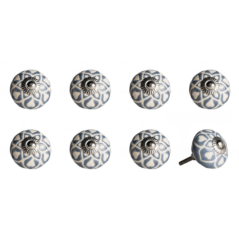 Knobs Top Knobs - 1.5" x 1.5" x 1.5" Hues Of Gray, Cream And Silver - Knobs 8-Pack HomeRoots