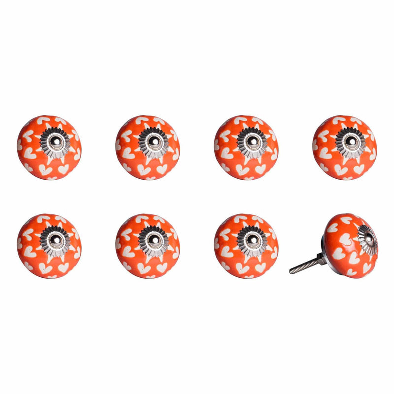 Knobs Top Knobs - 1.5" x 1.5" x 1.5" Hues Of Orange, White And Silver - Knobs 8-Pack HomeRoots