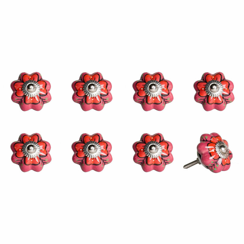 Knobs Top Knobs - 1.5" x 1.5" x 1.5" Hues Of Pink, Red And Green - Knobs 8-Pack HomeRoots