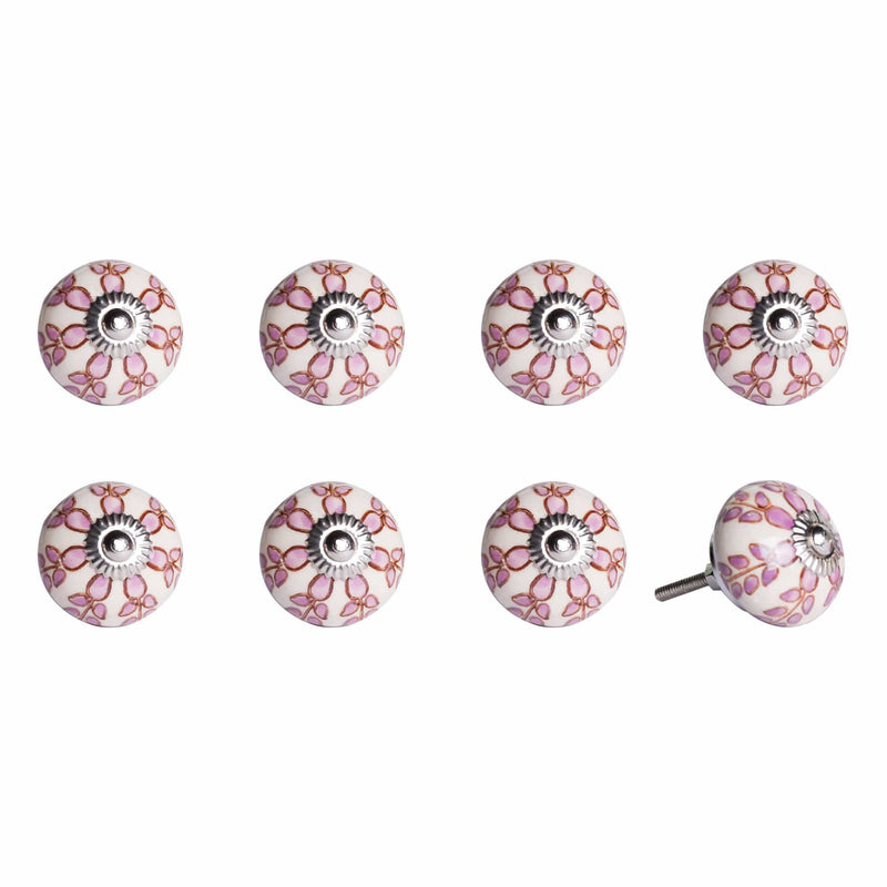 Knobs Top Knobs - 1.5" x 1.5" x 1.5" Hues Of White, Pink And Burgundy - Knobs 8-Pack HomeRoots
