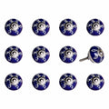 Knobs Top Knobs - 1.5" x 1.5" x 1.5" Navy, White and Silver - Knobs 12-Pack HomeRoots
