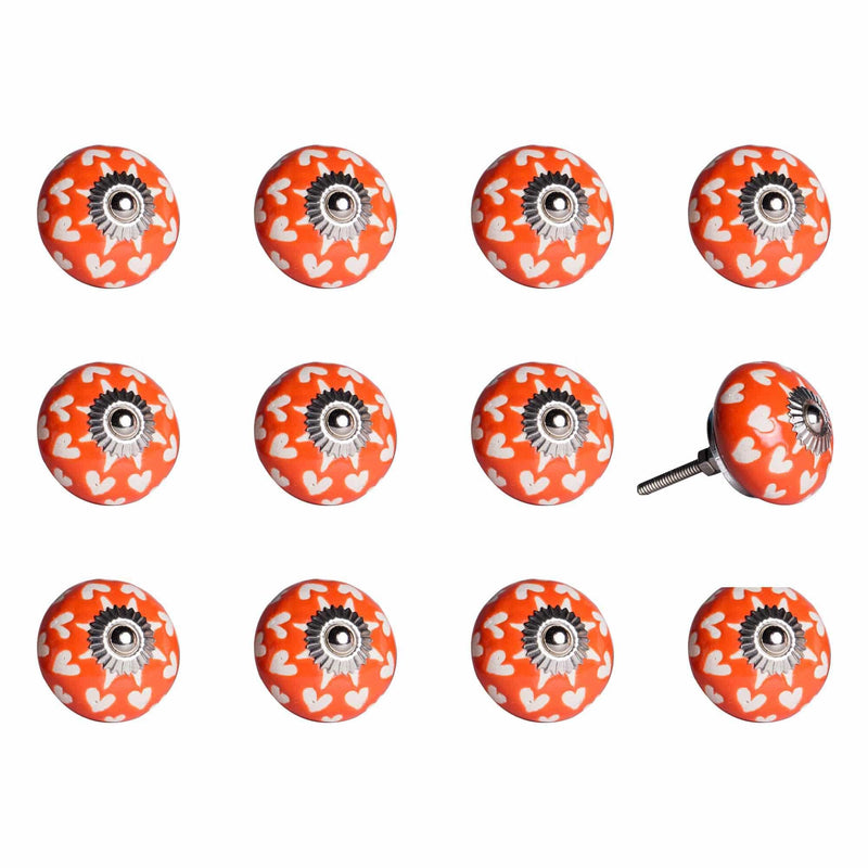 Knobs Top Knobs - 1.5" x 1.5" x 1.5" Orange, White and Silver - Knobs 12-Pack HomeRoots