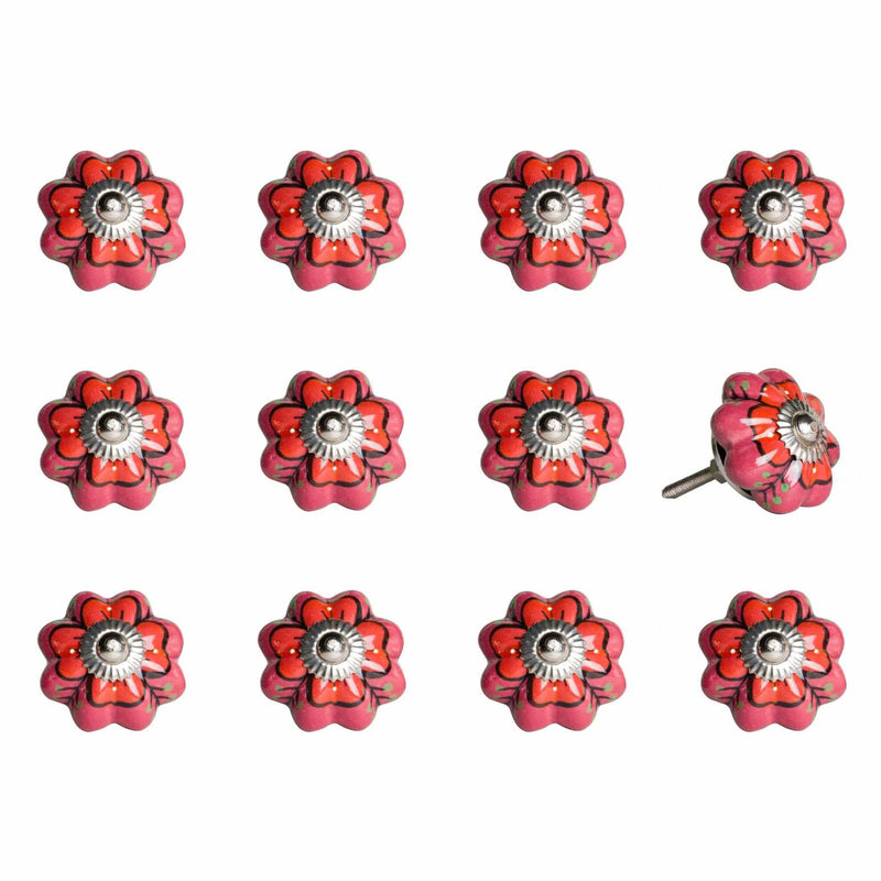 Knobs Top Knobs - 1.5" x 1.5" x 1.5" Pink, Red and Green - Knobs 12-Pack HomeRoots