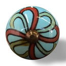 Knobs Top Knobs - 1.5" x 1.5" x 1.5" Turquoise/Red/Green, Hand painted, Ceramic - Knobs 8-Pack HomeRoots