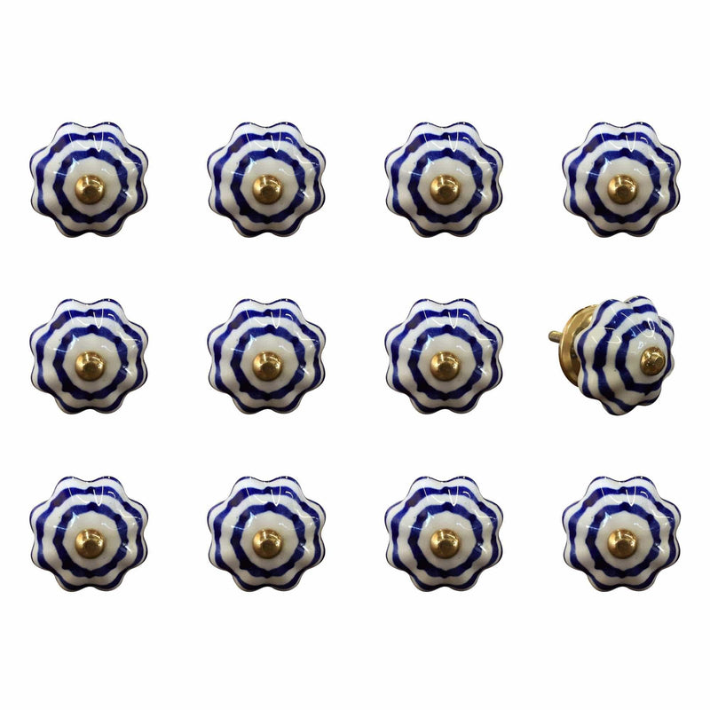 Knobs Top Knobs - 1.5" x 1.5" x 1.5" White, Blue and Copper - Knobs 12-Pack HomeRoots