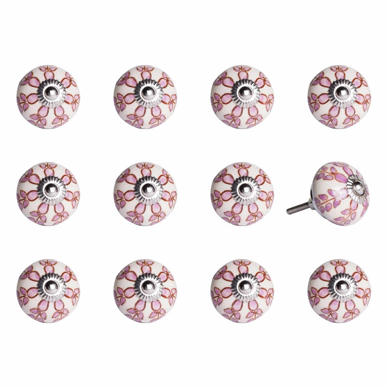 Knobs Top Knobs - 1.5" x 1.5" x 1.5" White, Pink and Burgundy - Knobs 12-Pack HomeRoots