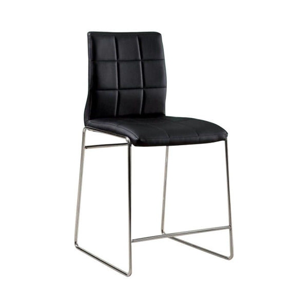 Kona II Contemporary Counter Height Chair, Black Finish, Set Of Two-Armchairs and Accent Chairs-Black-Chrome Leatherette Wood-JadeMoghul Inc.