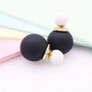 korea simulated Pearl ball Stud Earring Bead Double Side Earring Scrub Dull two Face Way Party Date pendientes Jewelry For Women-black white-JadeMoghul Inc.