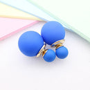 korea simulated Pearl ball Stud Earring Bead Double Side Earring Scrub Dull two Face Way Party Date pendientes Jewelry For Women-blue-JadeMoghul Inc.