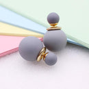 korea simulated Pearl ball Stud Earring Bead Double Side Earring Scrub Dull two Face Way Party Date pendientes Jewelry For Women-gray-JadeMoghul Inc.