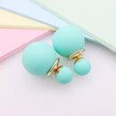 korea simulated Pearl ball Stud Earring Bead Double Side Earring Scrub Dull two Face Way Party Date pendientes Jewelry For Women-green-JadeMoghul Inc.