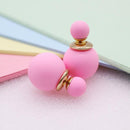 korea simulated Pearl ball Stud Earring Bead Double Side Earring Scrub Dull two Face Way Party Date pendientes Jewelry For Women-pink-JadeMoghul Inc.