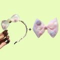 Korean new princess style colorful plush ball net yarn lace bow duck bill clip side clip hair accessories  pink JadeMoghul Inc. 