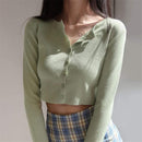 Korean Style O-neck Short Knitted Sweaters Women Thin Cardigan Fashion  Sleeve Sun Protection Crop Top Ropa Mujer JadeMoghul Inc. 